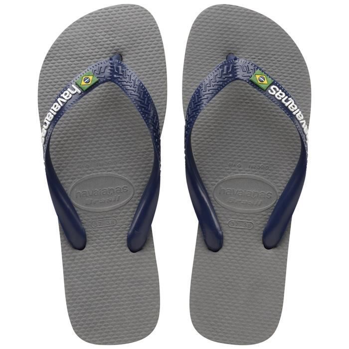 Infradito Havaianas Brasil Logo da donna - Punta aperta - Leggere e resistenti - Grigio acciaio/Blu navy