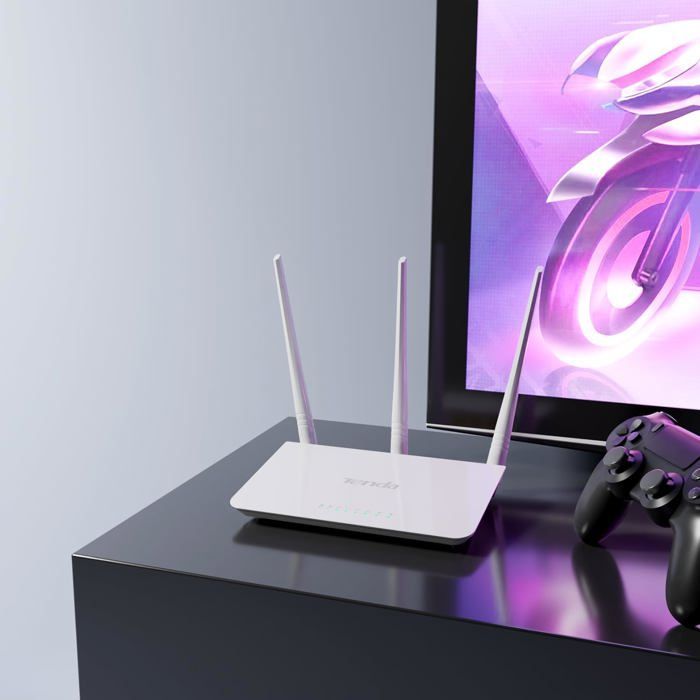 F3 Routeur WiFi N300,Routeur sans Fil jusqu'à 300 Mbps en 2,4 GHz,Point d'accès WiFi avec 3 * 5dBi Antennes,3 Ports