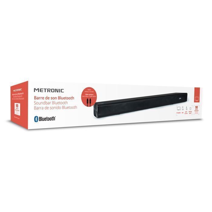 METRONIC 477591 Barre de Son TV 2.0 Bluetooth 5.3, Enceinte Home Cinema Soundbar Téléviseur, Télécommande, Montage Mural ou Posé
