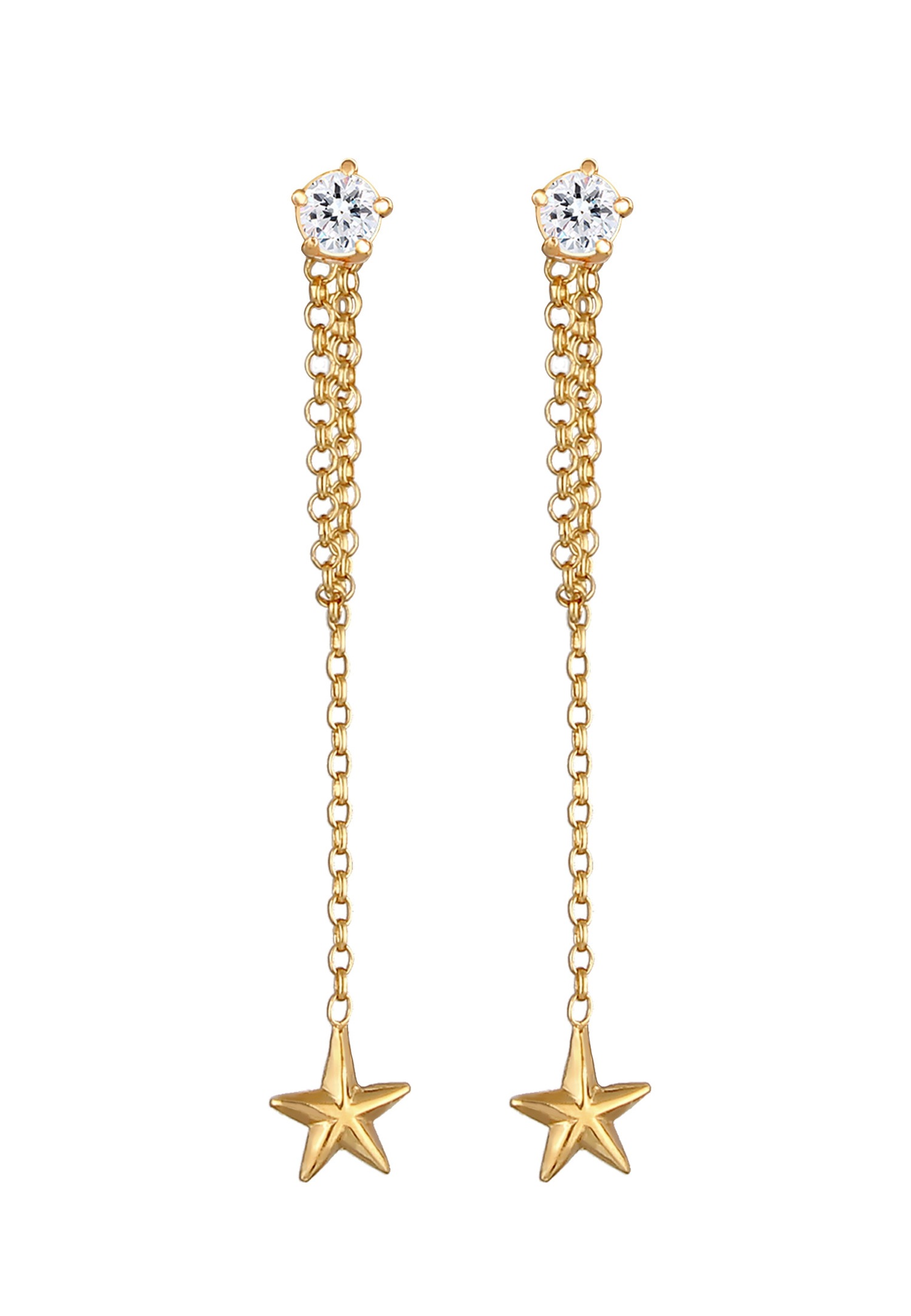Elli Femmes clous d'oreilles étoile pendentif avec cristal en argent sterling 925