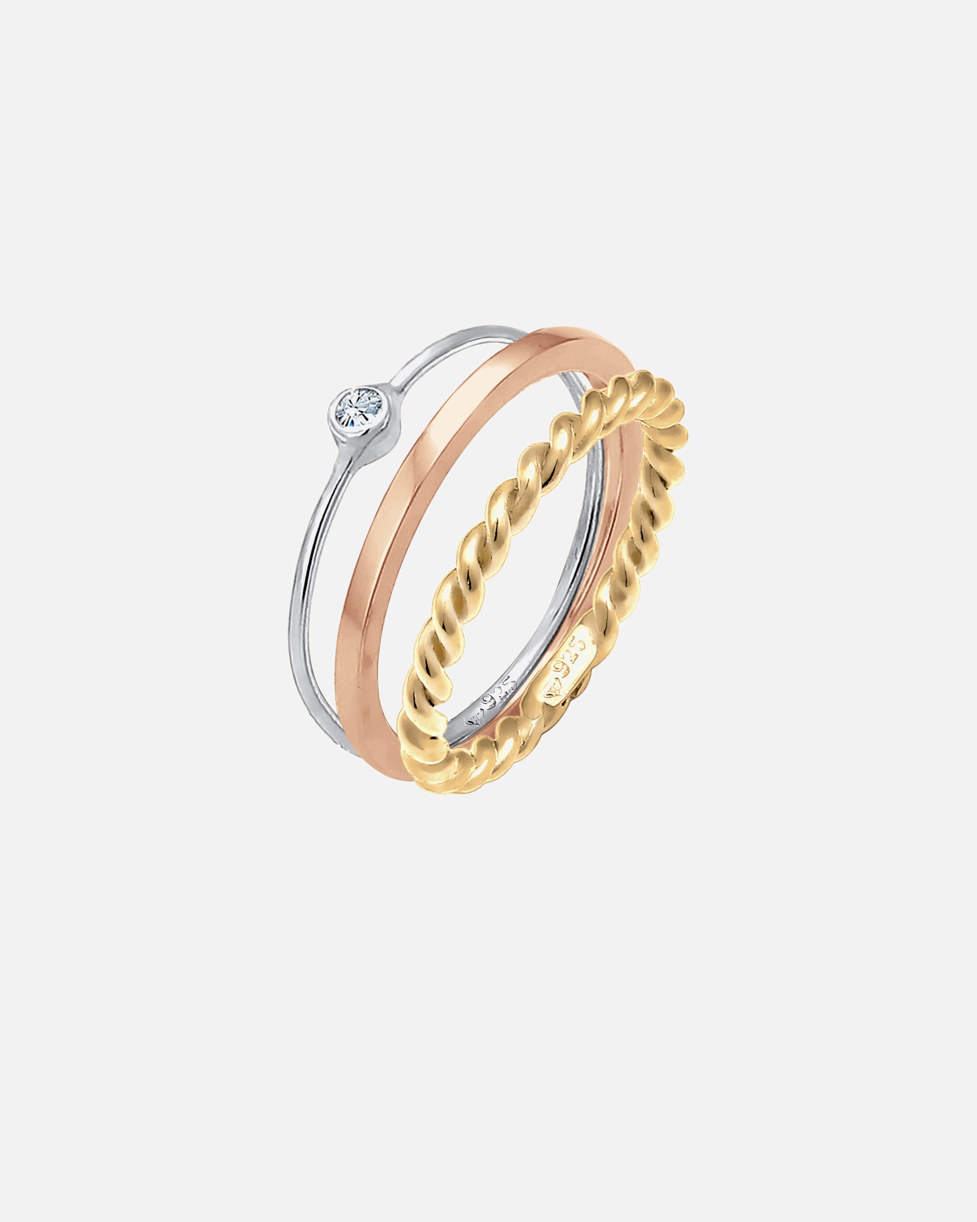 Elli Femmes Set Solitaire Basic Torsadé avec Cristal en argent sterling 925