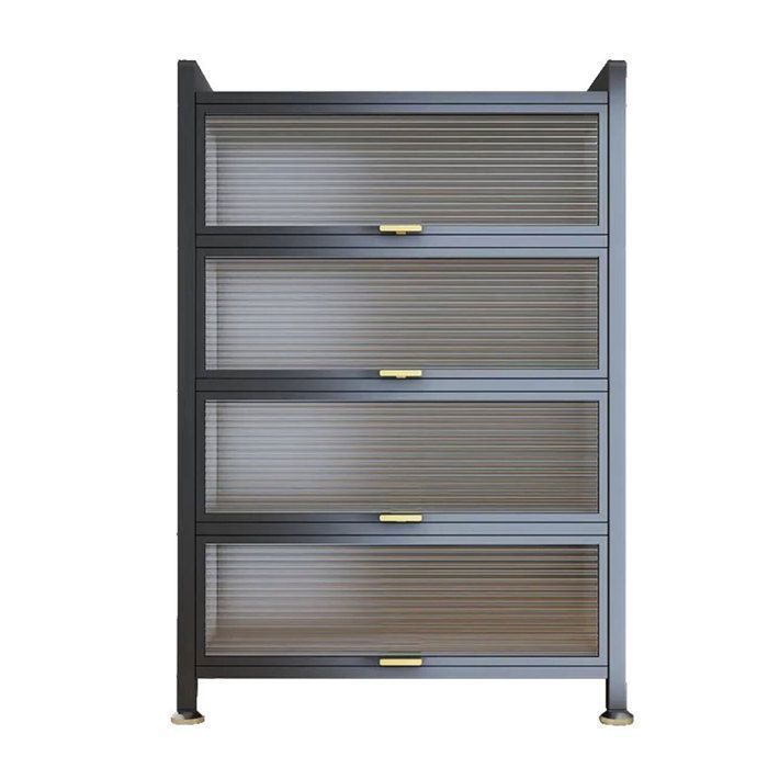 K IKIDO keukendressoir, opbergkast, 5 planken, zichtbare deur, 60L x 32B x 144H cm, grijs