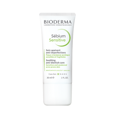 „Bioderma Sébium Sensitive“ raminamasis veido kremas nuo spuogų, 30 g