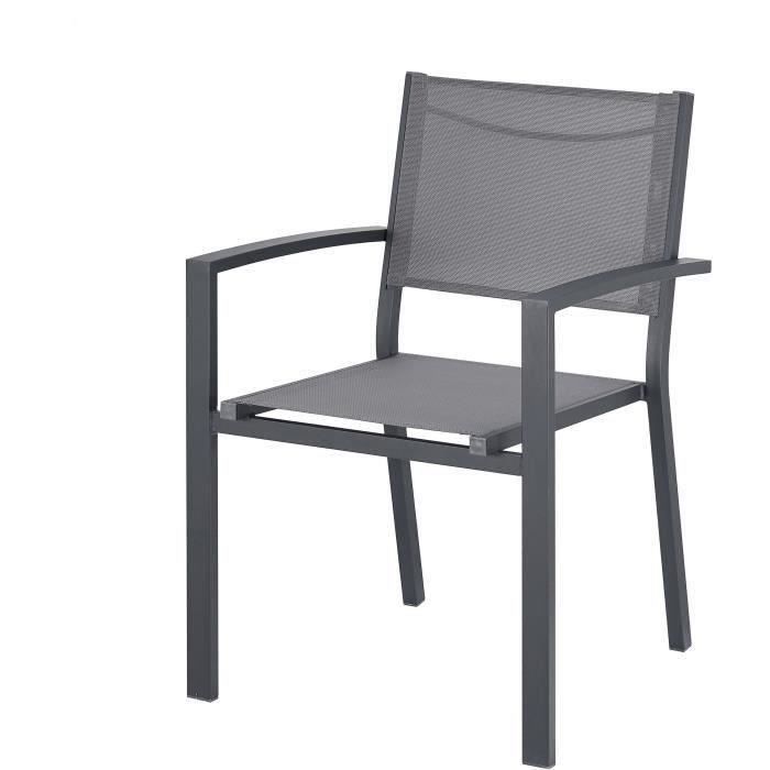 Ensemble repas de jardin 6 à 8 personnes : Table extensible 180-240 cm + 2 fauteuils + 6 chaises - Gris