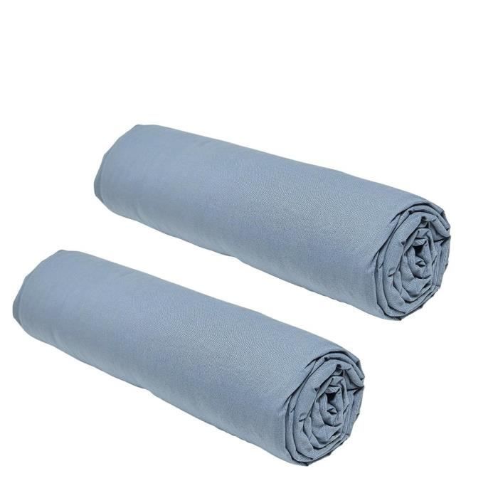 Juego de 2 sábanas bajeras TODAY Essential - 160 x 200 cm - 2 personas - 100% algodón - Denim