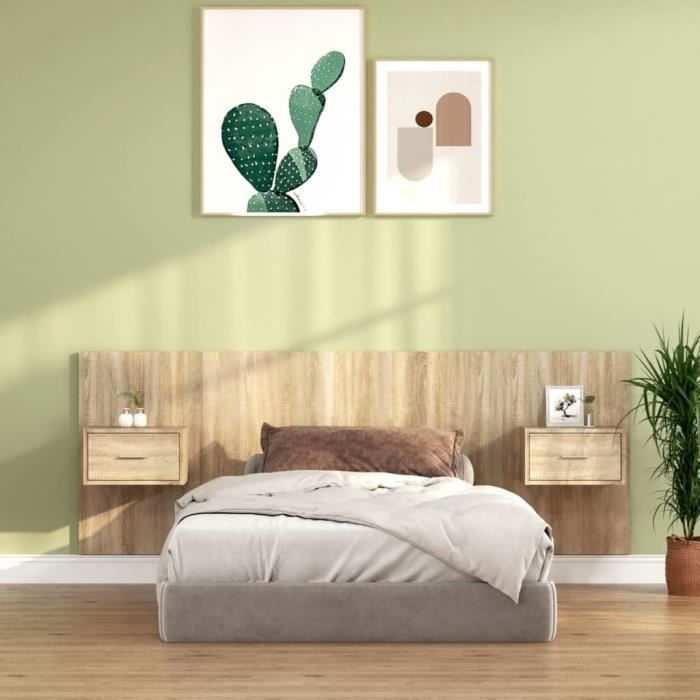 vidaXL Tête de lit avec armoires Chêne sonoma Bois d'ingénierie  3115678