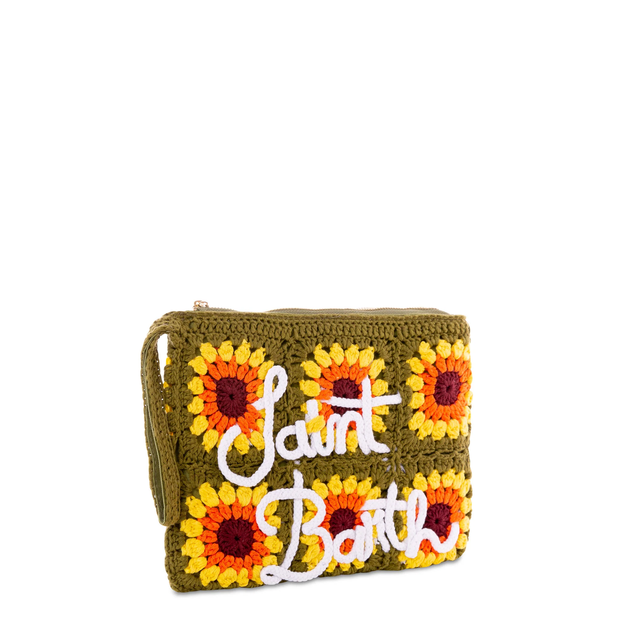 Gehäkelter Parisienne-Beutel mit Sonnenblumenstickerei
