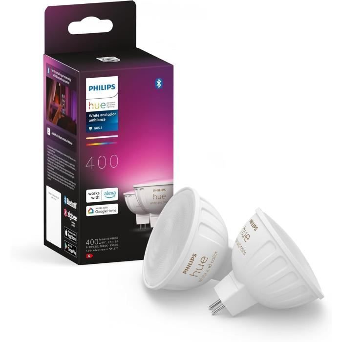 Lâmpada inteligente Philips Hue White and Color Ambiance, MR16, compatível