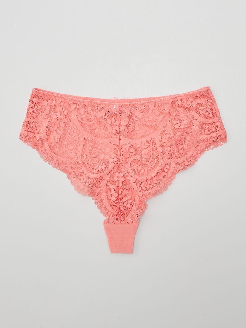 Kanten string - roze