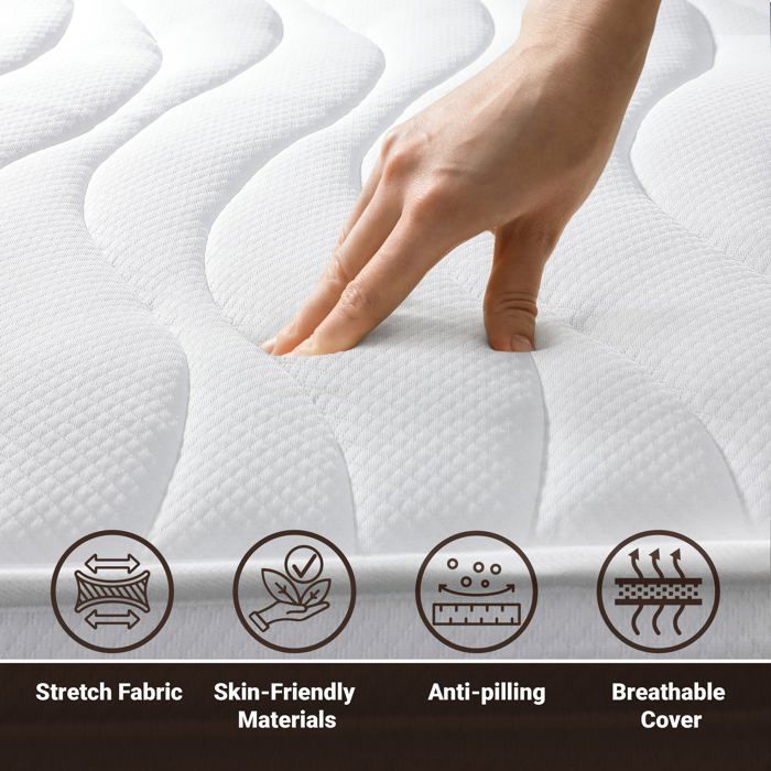 Antibakteerinen vaahtomuovipatja - THE WHITE STONE - 200x200 cm - 25 cm paksu - Hypoallergeeninen - Kiinteä
