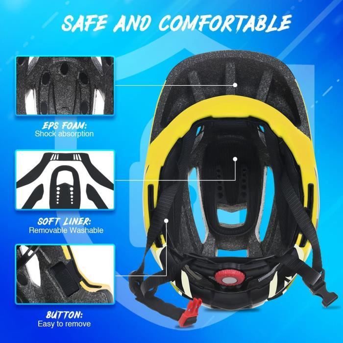 Casque de vélo pour enfants - Skateboard & BMX - Jaune - Menton détachable - Respirant