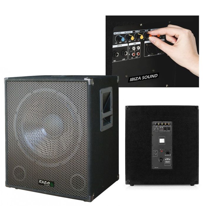 2000W PA-system CUBE1512 + 2 høyttalerstativer + kabler PC-, PA-høyttalere DJ-lydsystem LED-lysbar Klubbsport Fitness Dansefest Miks