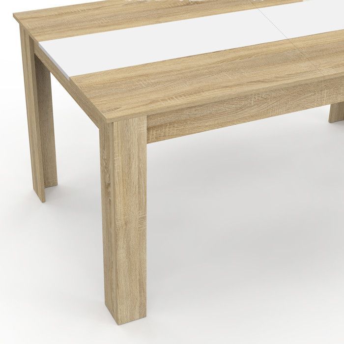 Vaste rechthoekige eettafel - IDMARKET - GEORGIA - Hout en wit - 6 personen - 140 cm