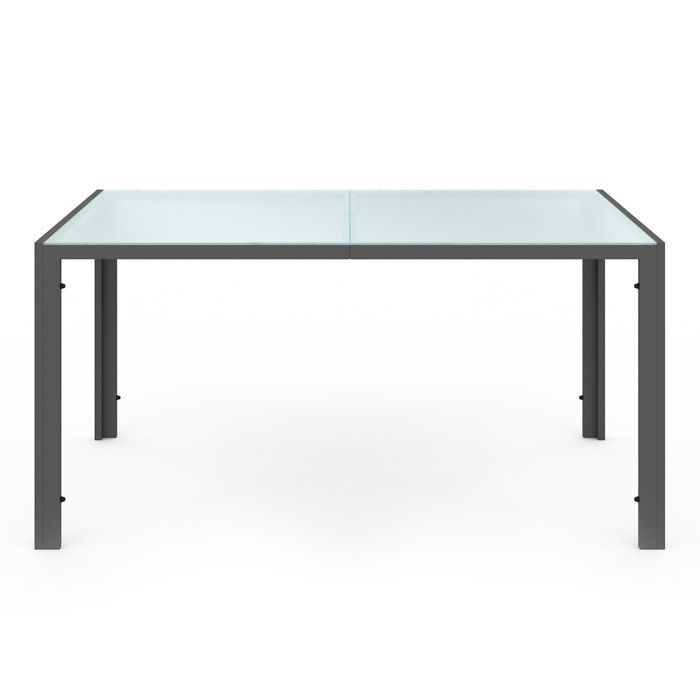 IDMARKET MADRID garden furniture set: 150cm table and 6 stackable chairs, anthracite grey, light-colored tabletop