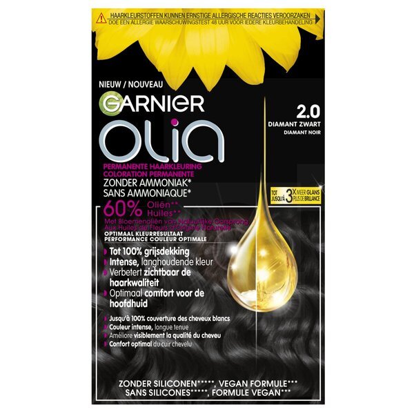 Garnier Olia 2.0 Diamantno črna permanentna barva za lase
