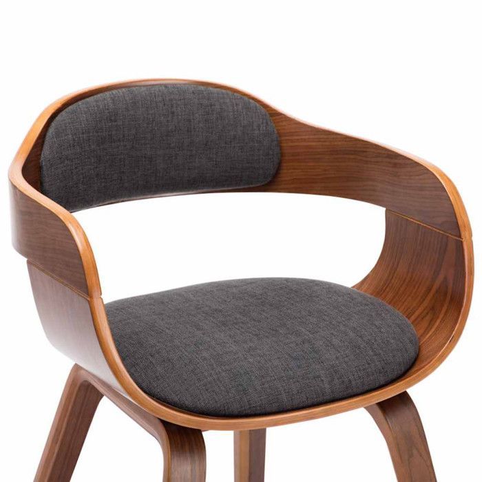 Chaise de salle à manger - VIDAXL - Gris foncé - Tissu et bois courbé