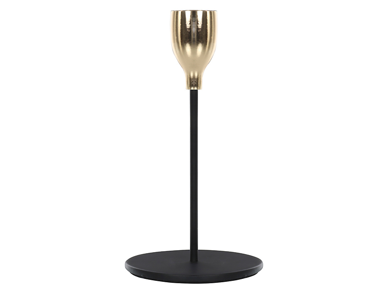 Świecznik metalowy 14,5 cm czarno-złoty
