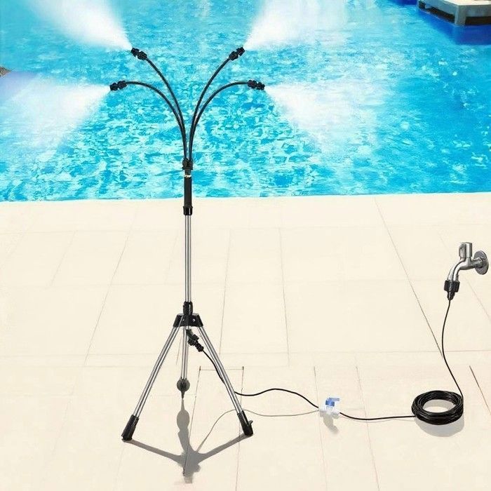 Système de brumisation portable pour extérieur avec base remplissable, brumisateurs sur pied pour terrasse extérieure