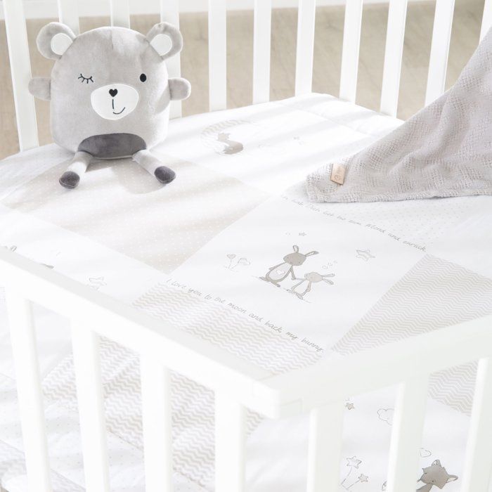 Parc hexagonal - ROBA - FOX & BUNNY - De la naissance jusqu'à 15 kg - Réglable - Roulettes - Blanc laqué