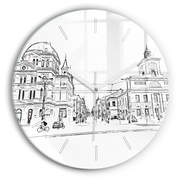 Cichy Zegar Dekoracyjny ścienny Ilustracja miasta Poznań