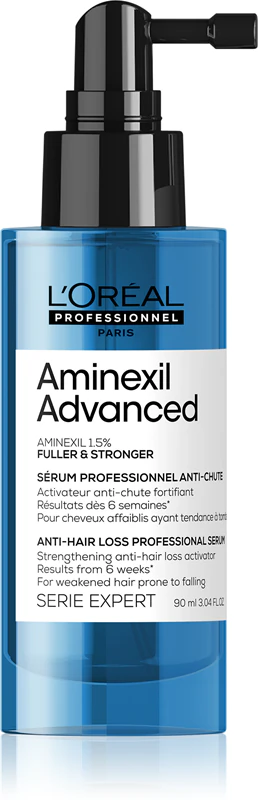 Spray capilar L'Oréal Professionnel Serie Expert Aminexil Advanced para estimular o crescimento do cabelo.