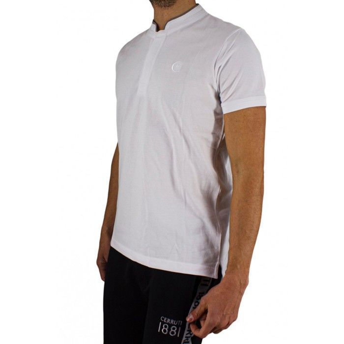 Cerruti 1881 Short-sleeved polo shirt with mandarin collar New Firenza White Men