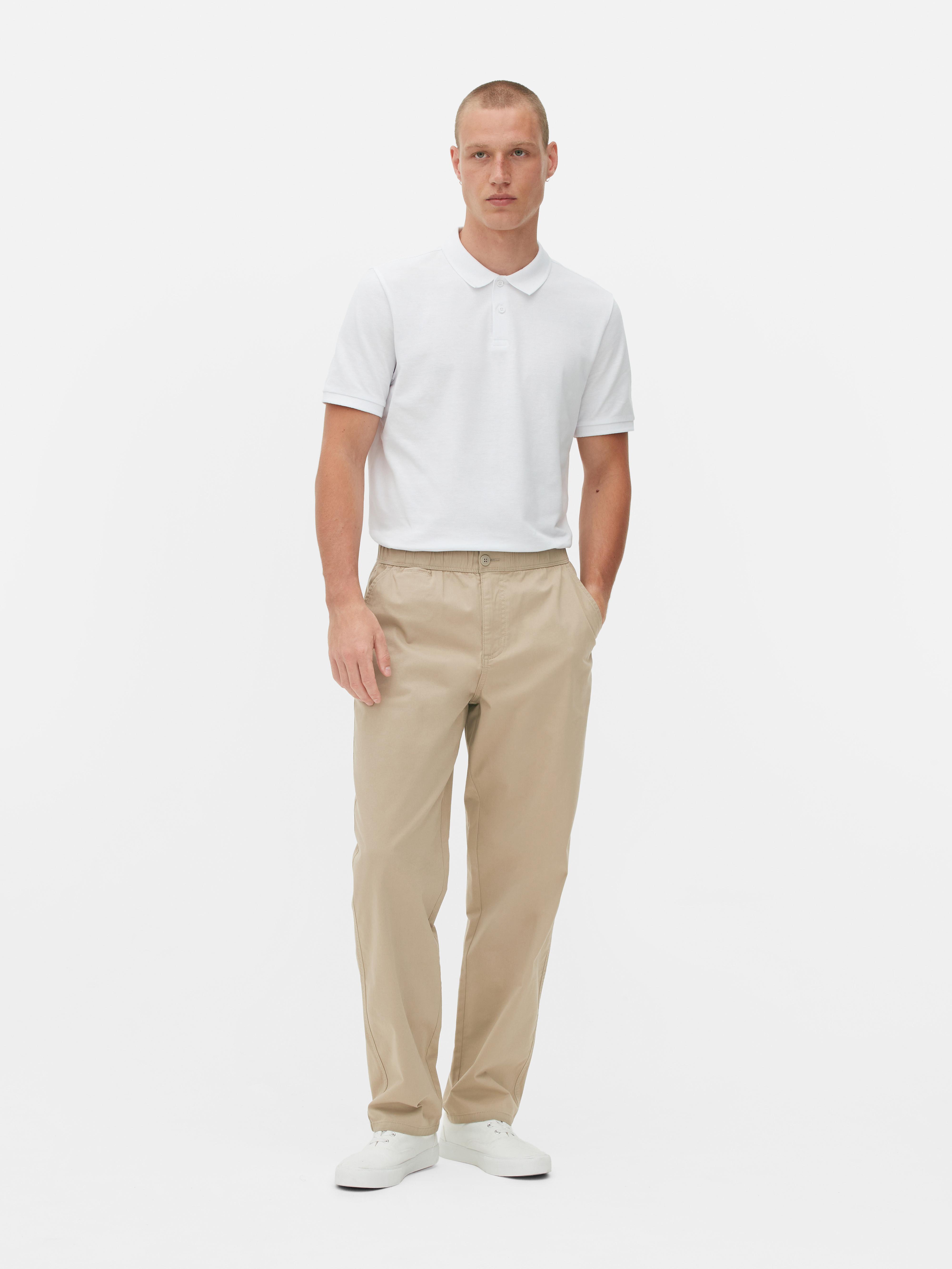 Pantaloni cu talie elastică. Acești pantaloni eleganți cu talie elastică sunt extrem de confortabili și se potrivesc perfect.