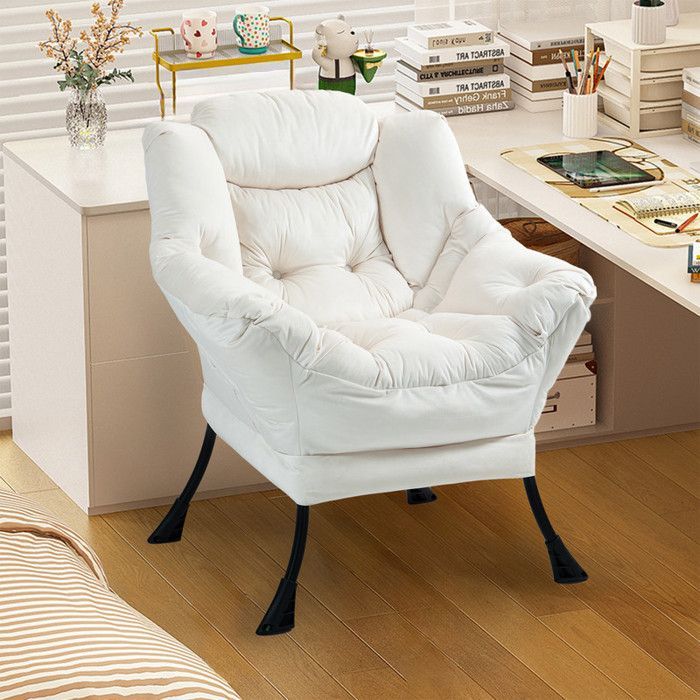 Fauteuil à bascule 75 x 80 x 85 cm, fauteuil à bascule en métal avec poches latérales, fauteuil d'allaitement minimaliste, blanc