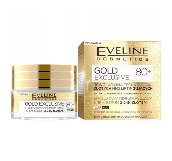 Eveline Cosmetics Gold Exclusive 80  odbudowujący krem-serum z 24 K złotem 50 ml