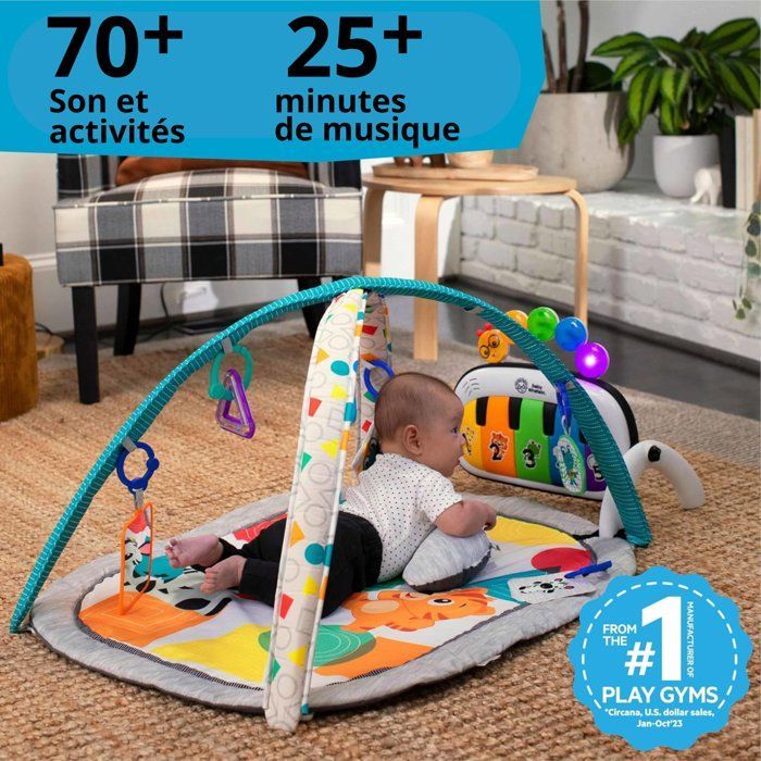 BABY EINSTEIN Kickin' Tunes 4-in-1 vauvan aktiviteettimatto, irrotettava pianolelu, kaari, vauvalahja, monikielinen