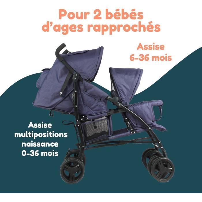 Passeggino doppio BAMBISOL - 6-36 mesi per il sedile anteriore (max 15 kg) e 0-36 mesi (max 15 kg) per il sedile posteriore