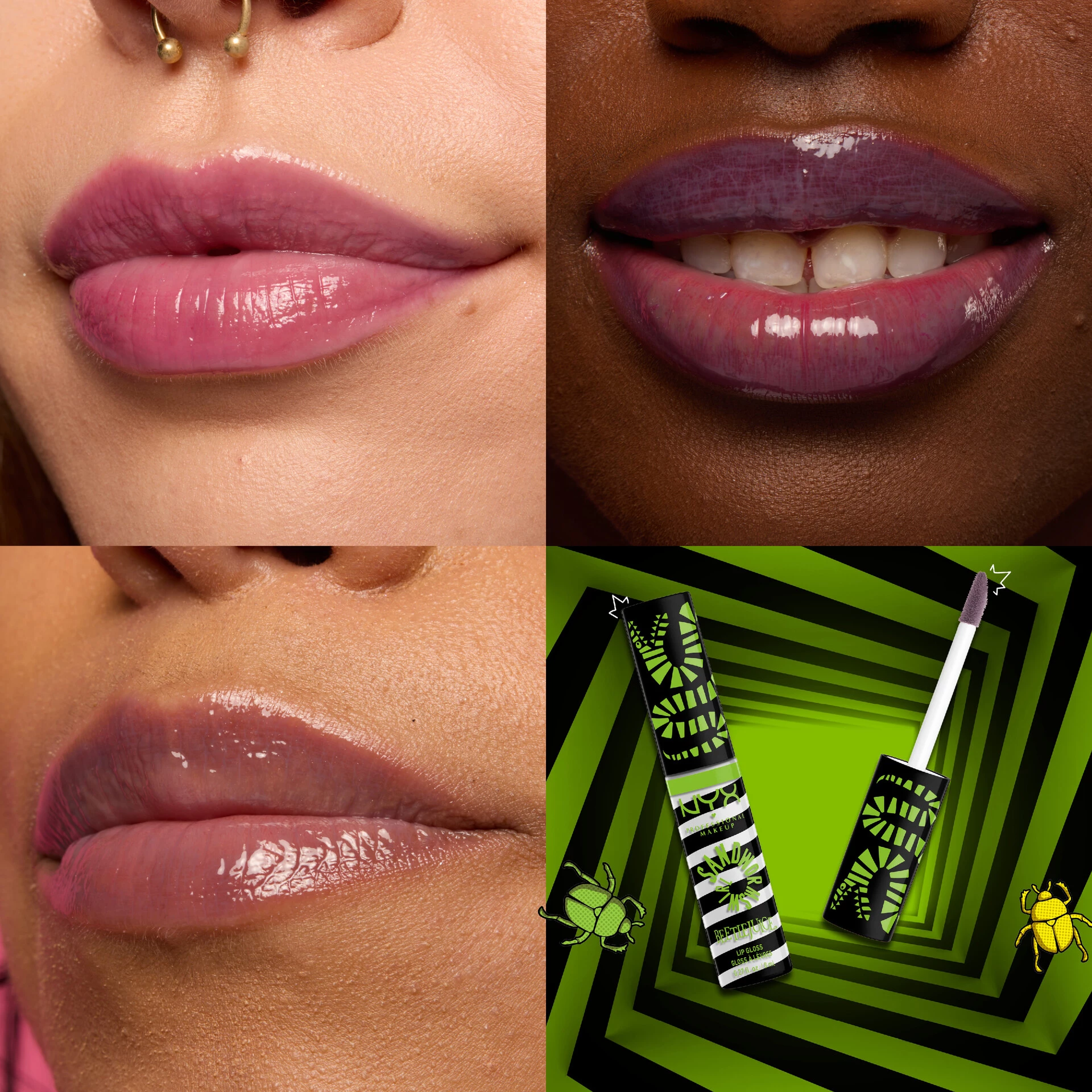 Beetlejuice Sandworm Swirl Butter sjajilo crno + bijelo - NYX Professional Makeup