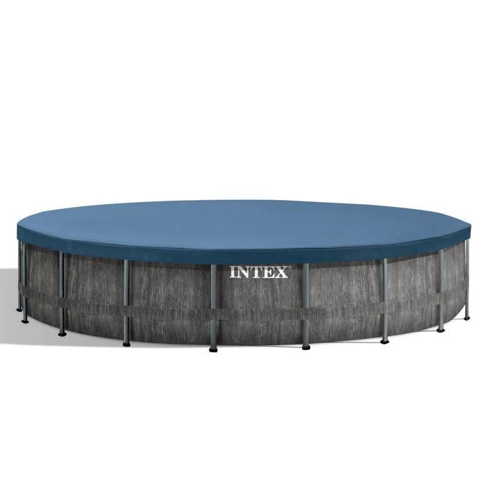 Kit de piscina tubular desmontable Intex - Estructura Pris - 549 x 122 cm - Redonda (bomba, cubierta, alfombrilla de suelo y escalera) - 26744NP