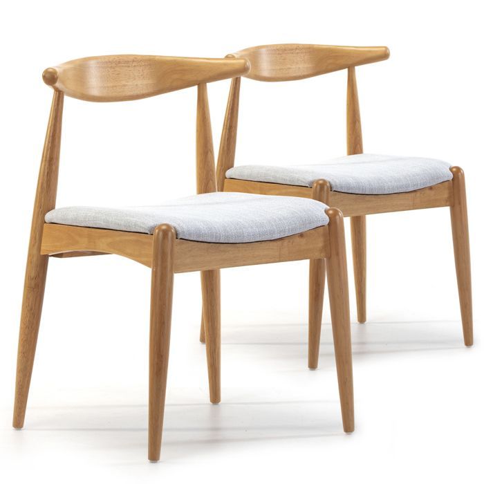 Pack de 2 sillas Corzo, color roble, madera maciza, 52,5 cm x 50 cm x 74,5 cm