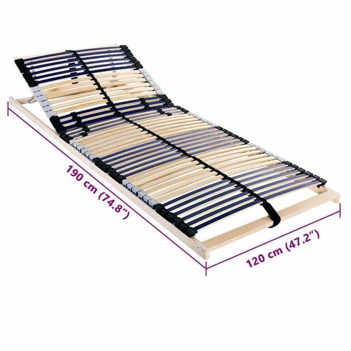 Base de cama de láminas vidaXL Marrón 120x190 cm - Madera maciza de haya - 190x120x10 cm 7392455