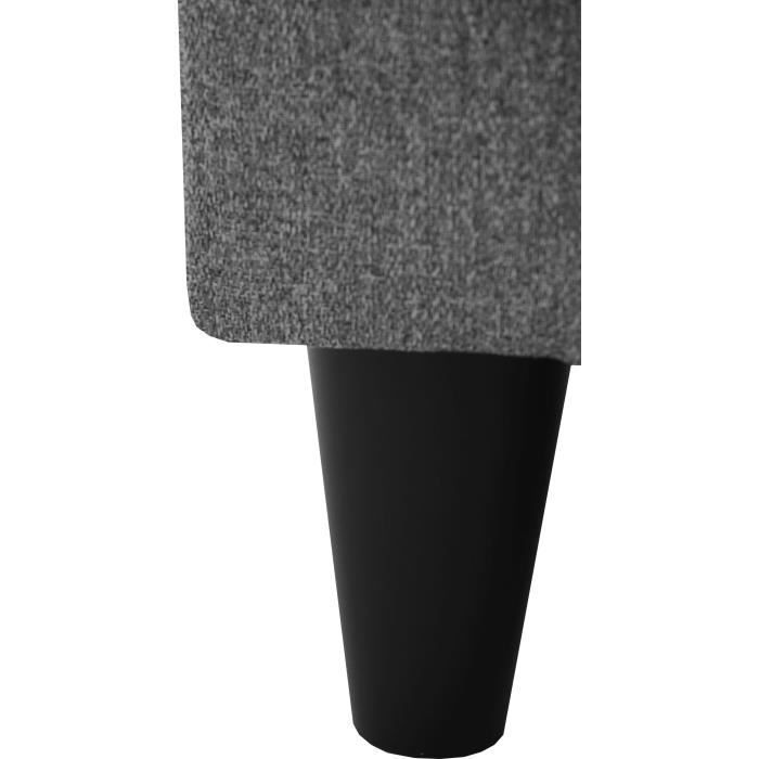 Sofá esquinero fijo BOB de 4 plazas - Tela antracita - Reversible - Ancho 197 x Profundidad 117 x Alto 65 cm