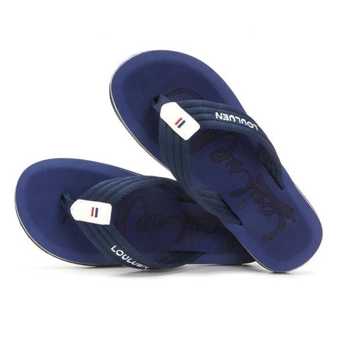 Tongs Homme Plates Antidérapant Flip Flops de Plage Ete Confortable- Bleu - Adulte - PVC