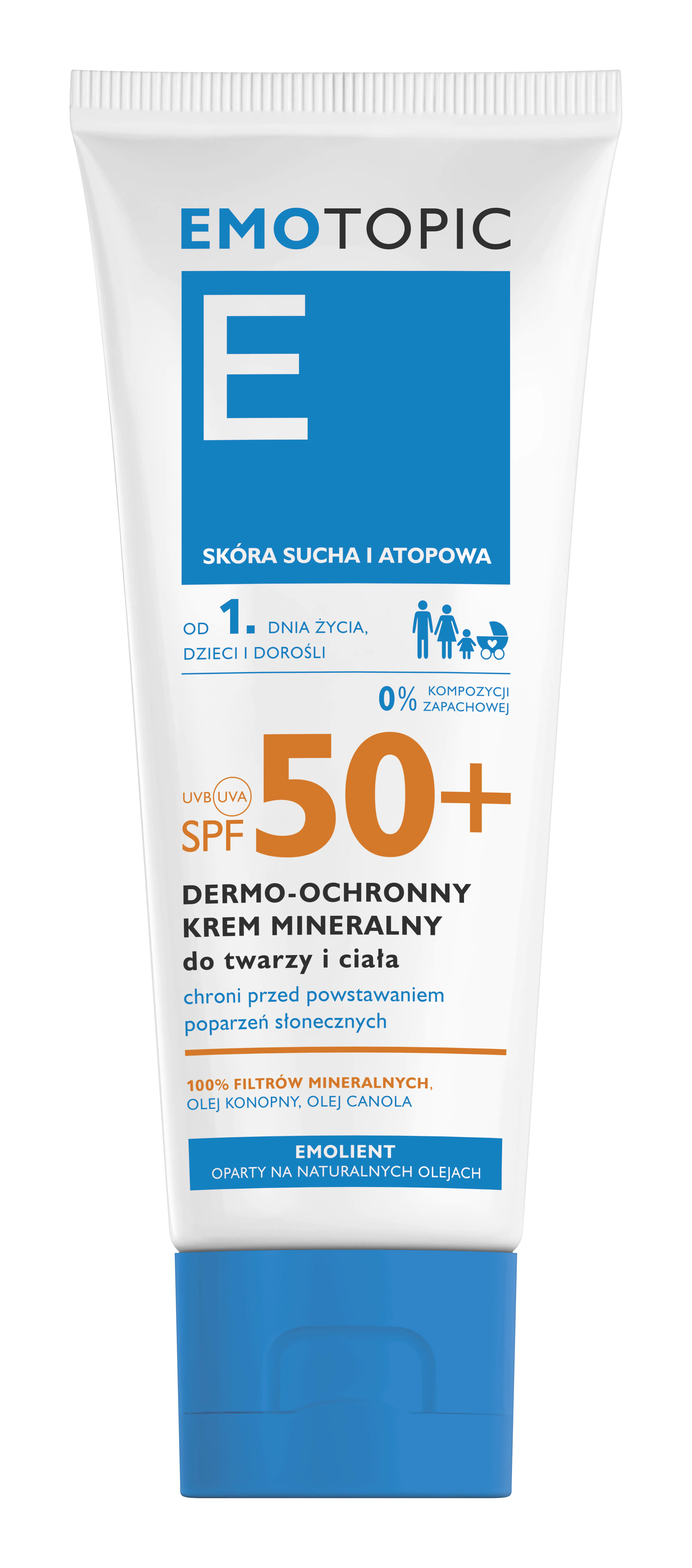 Emotopic SPF50+ Dermoochronny krem mineralny do twarzy i ciała