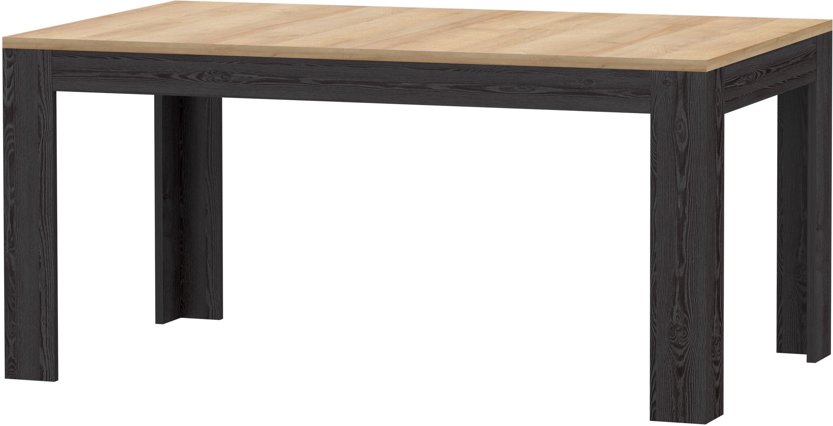 Table à manger extensible BOHOL – Noir & Bois – 8 personnes – Extension L 160 à 206,6 × P 90,2 × H 78,2 cm