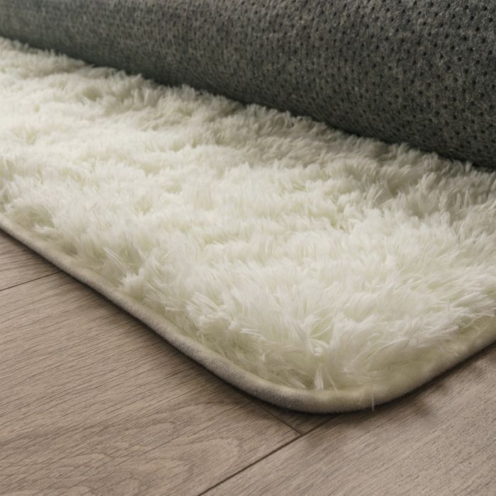 Alfombra Paco Home de pelo largo y suave para salón, de piel sintética, suave y mullida, blanca, 120x170 cm.