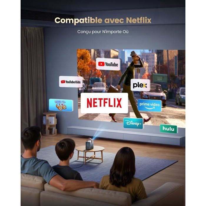 Proyector portátil ZOKKO 4K - Resolución 4K UHD - Compatibilidad con Netflix integrada - Brillo de 800 lúmenes ANSI