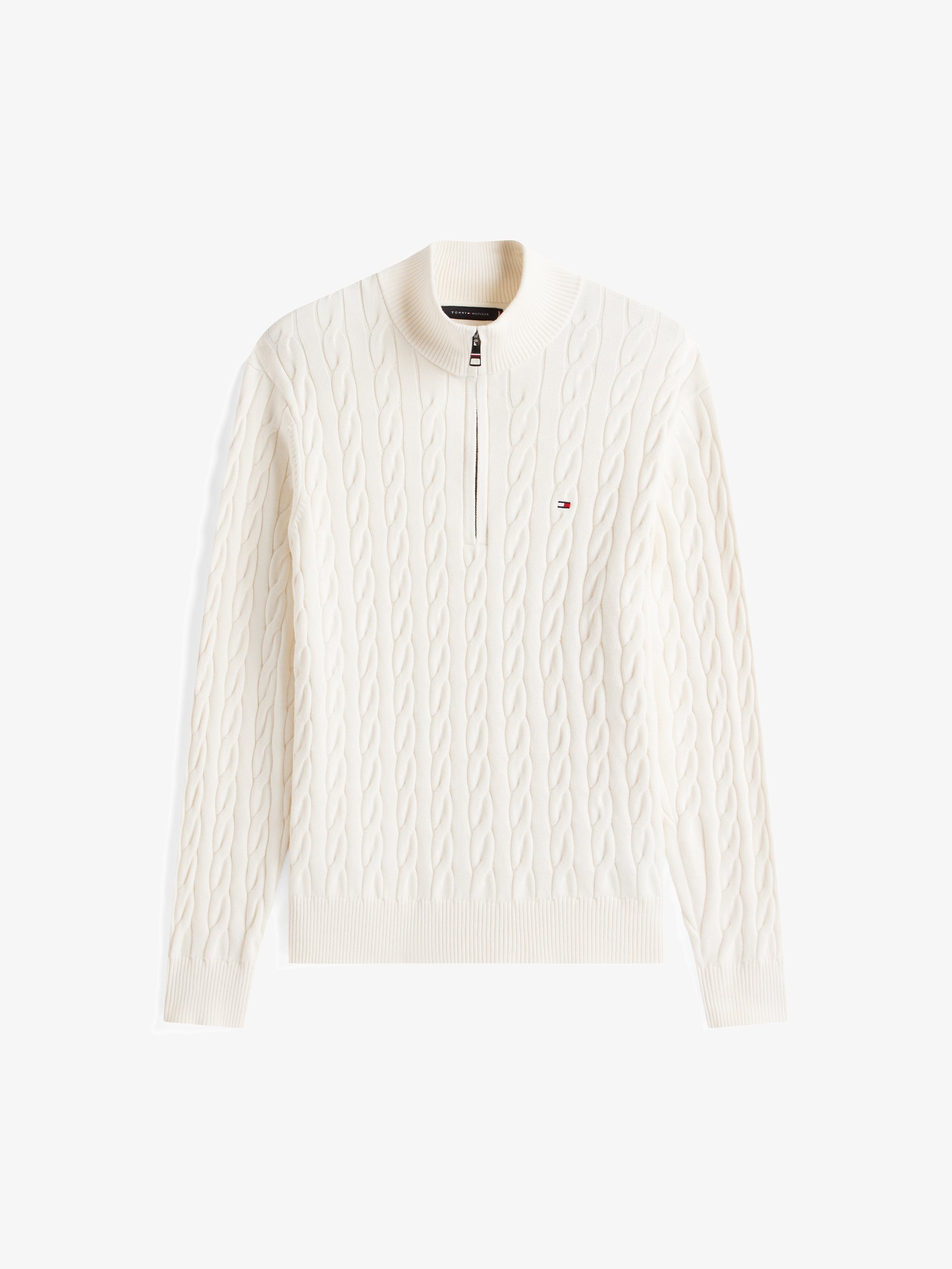 CLASSIC CABLE ZIP MOCK - Genser - ivory petalTommy Hilfiger