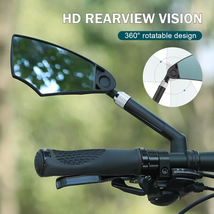 espejo retrovisor antirreflejos para bicicleta - Rotación de 360° - Visión clara - Espejo retrovisor para bicicleta - Vástago retráctil - Izquierdo