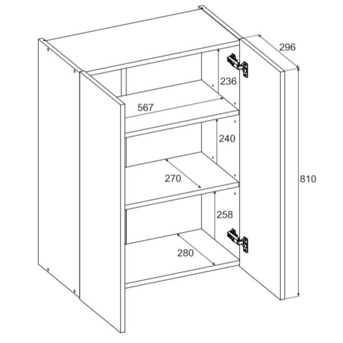 Wall-mounted bathroom cabinet - Storage unit for laundry and washing machines, matte and glossy finish, 60x80x30 cm