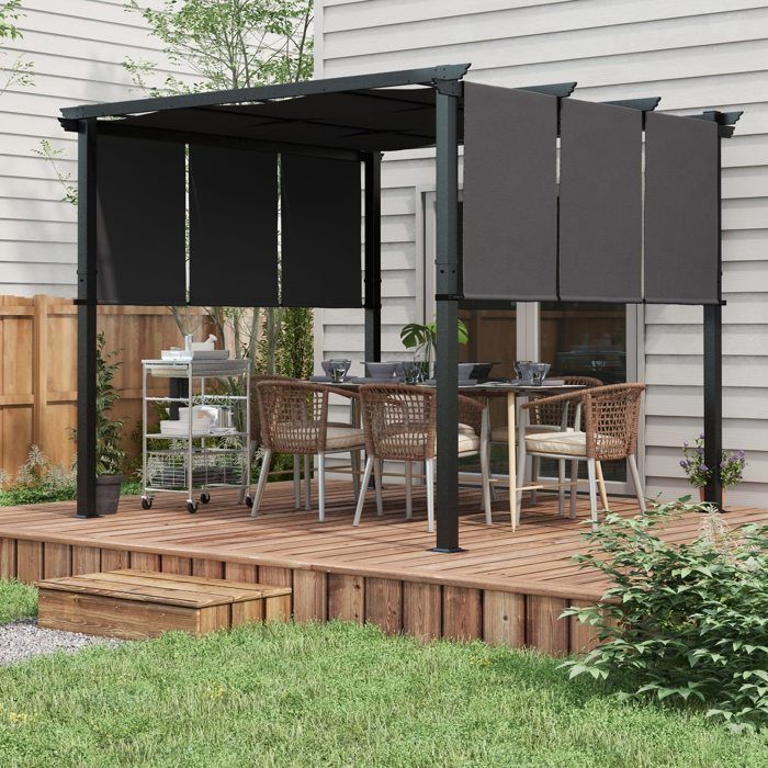 Outsunny - Pergola - Acier - 297x297x238cm - Gris foncé