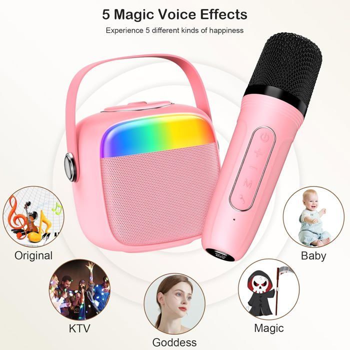 Mini macchina per karaoke con 1 microfono wireless per bambini e adulti, altoparlante karaoke portatile per la comunicazione tra genitori e figli