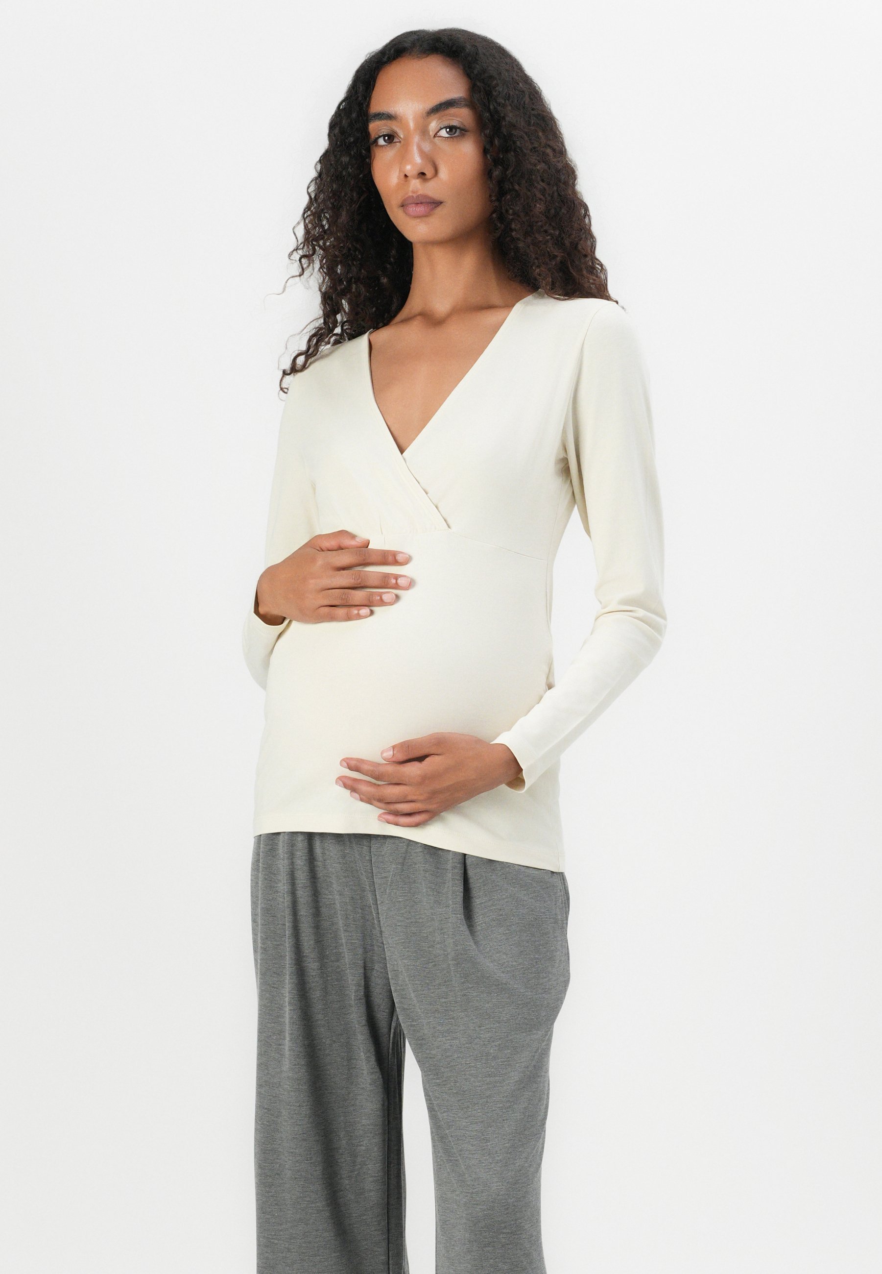 MAMALICIOUS MLCHRISSY WIDE STRING PANT - Trainingsbroek - middengrijs gemêleerd
