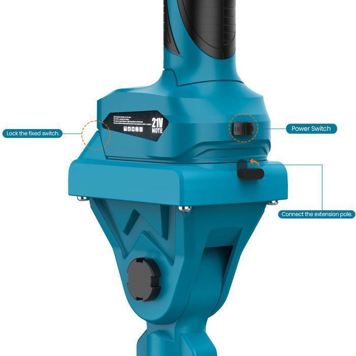 Forbici da potatura in alluminio da 2 m, compatibile con batterie Makita serie B da 18 V – 3 lunghezze: 1 m, 1,5 m, 2 m – Angolo regolabile a 180° – 2 batterie incluse