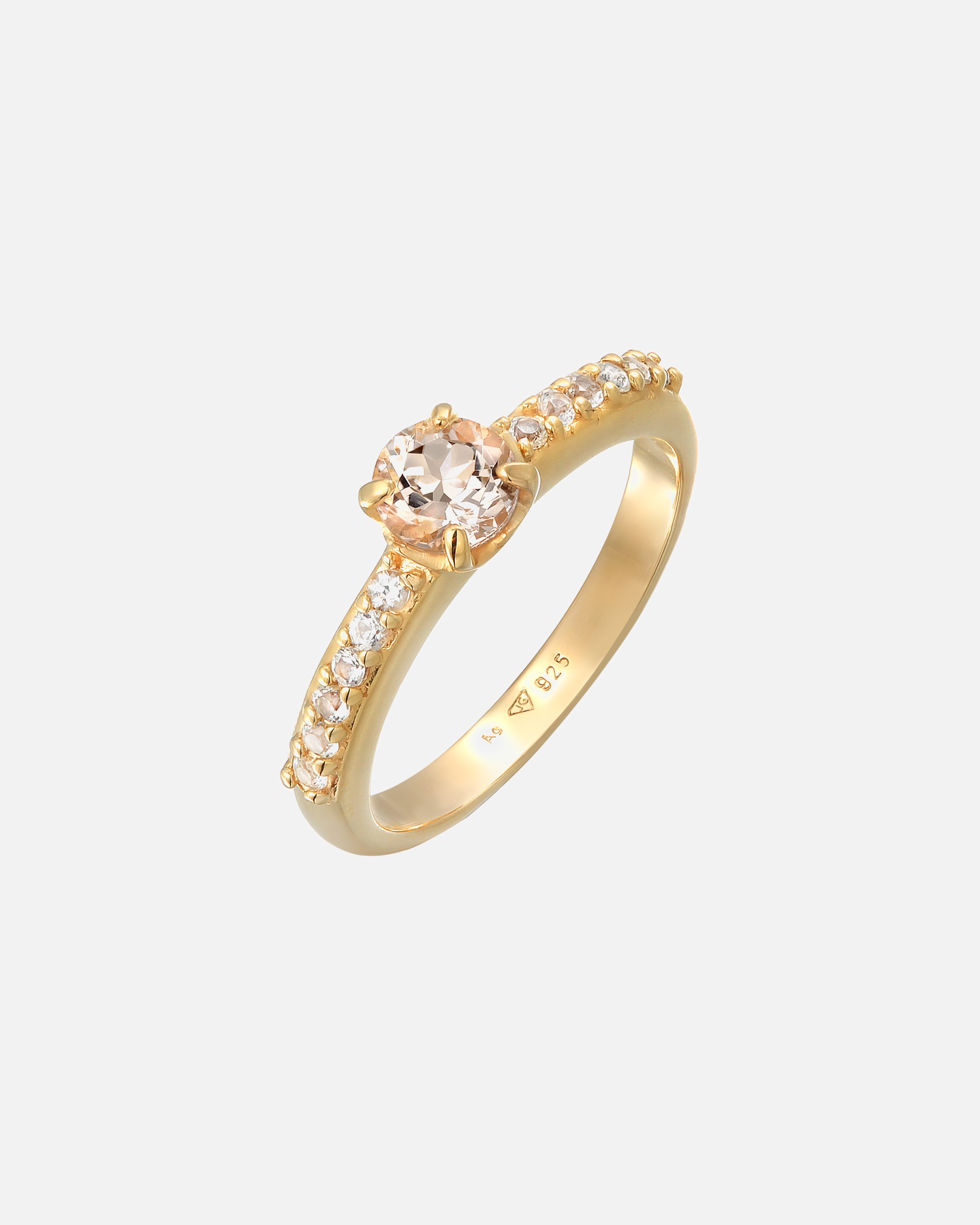 Elli PREMIUM Femmes Bague de fiançailles Elegant avec topaze et morganite en argent sterling 925 plaqué or