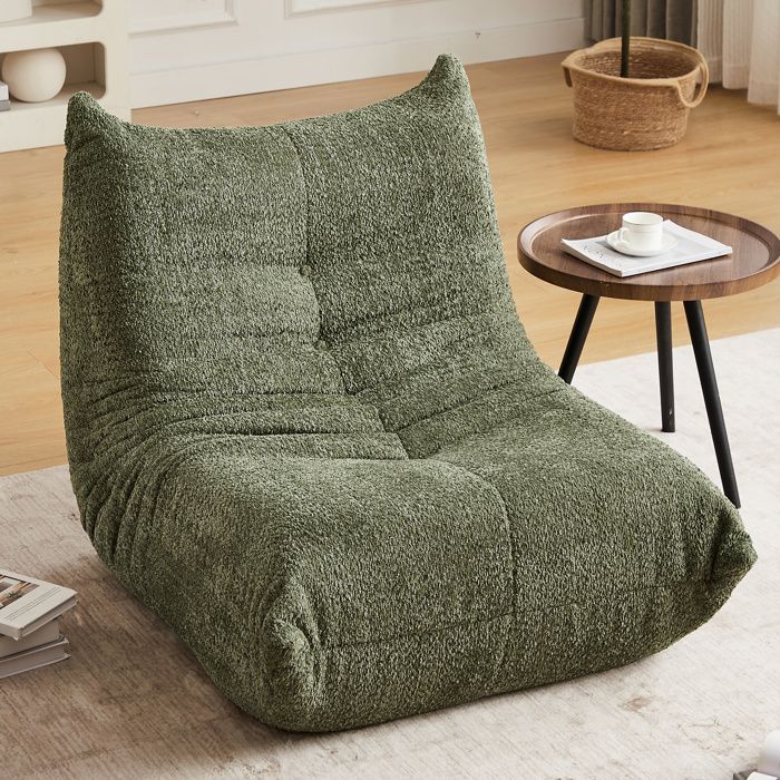 Sitzsack im Togo-Stil mit Memory-Schaum, schlichtes Sofa für Wohnzimmer, Schlafzimmer und Büro – 94 x 101 x 71 cm, Grün